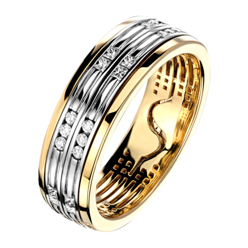 Кольцо из комбинированного золота 750 пробы с бриллиантом 01О680196L