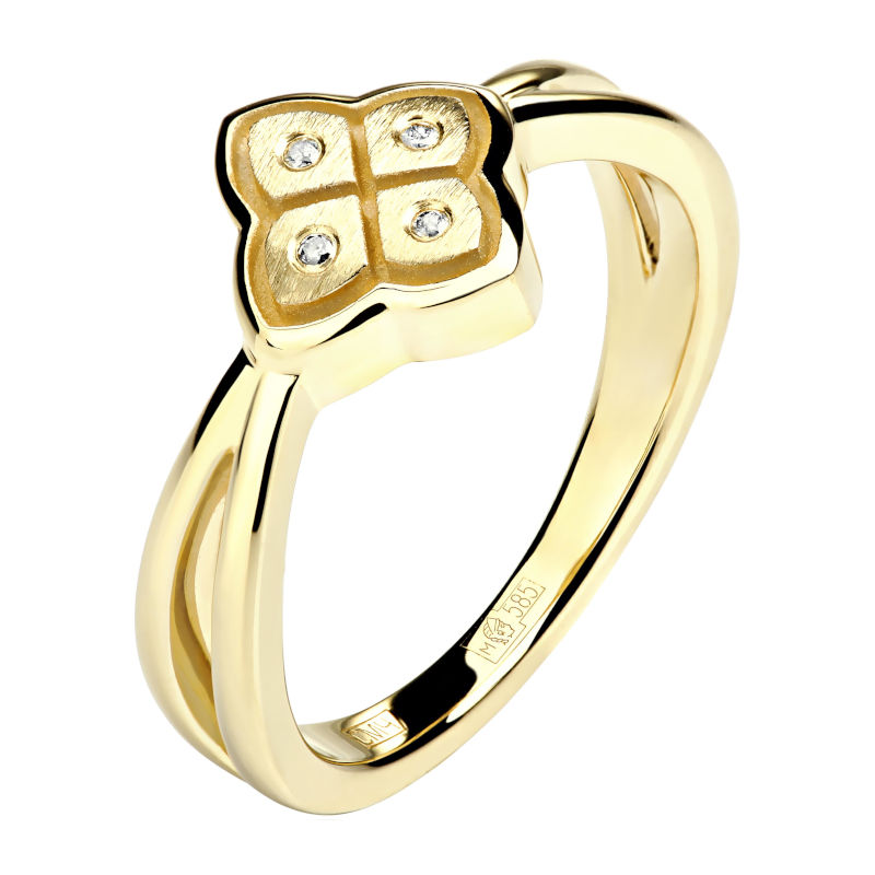 Кольцо из желтого золота 585 пробы с бриллиантами 01К638746