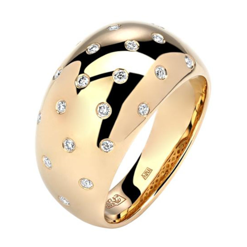 Кольцо из желтого золота 585 пробы с бриллиантами 01К6312281