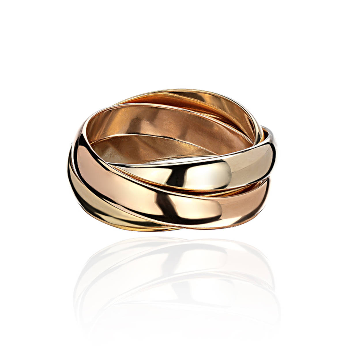 Обручальное кольцо из трех цветов золота 585 пробы