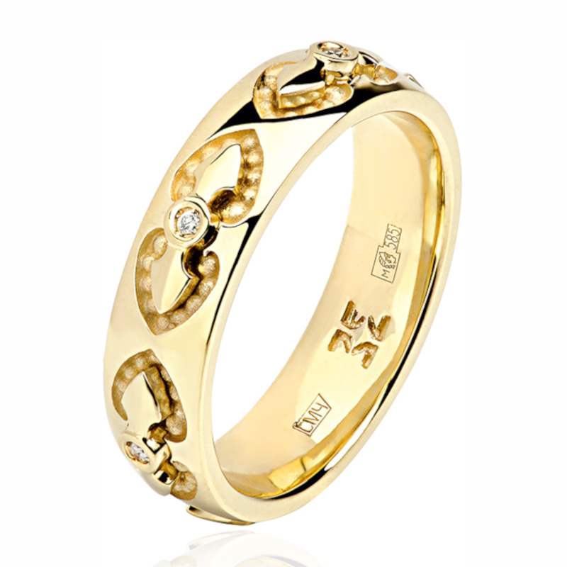 Кольцо из желтого золота 585 пробы с бриллиантами 01О630329
