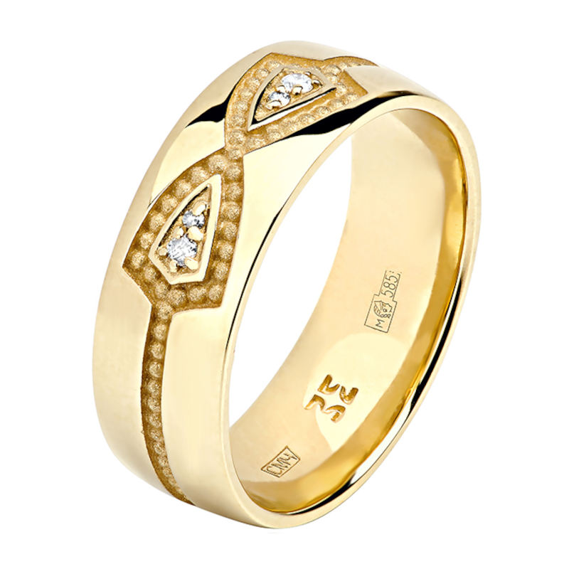 Кольцо из желтого золота 585 пробы с бриллиантами 01О630334