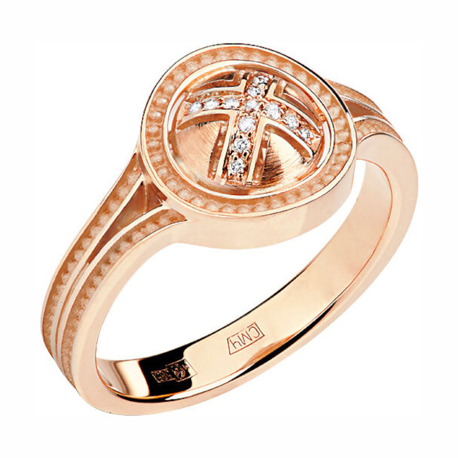 Кольцо из красного золота 585 пробы с бриллиантами 01К618743