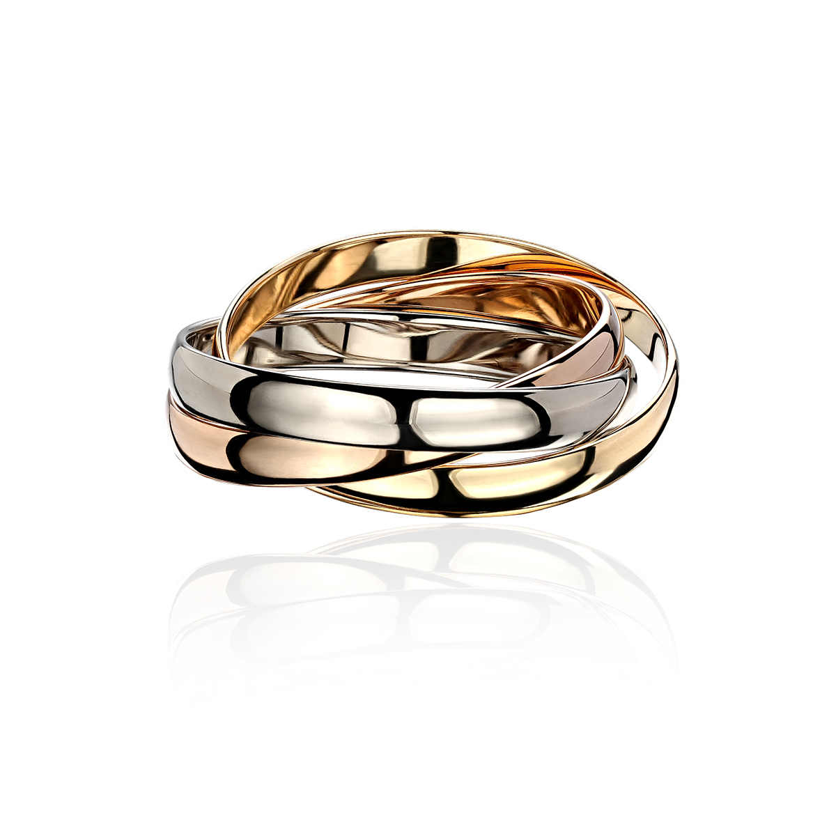 Обручальное кольцо из трех цветов золота 585 пробы