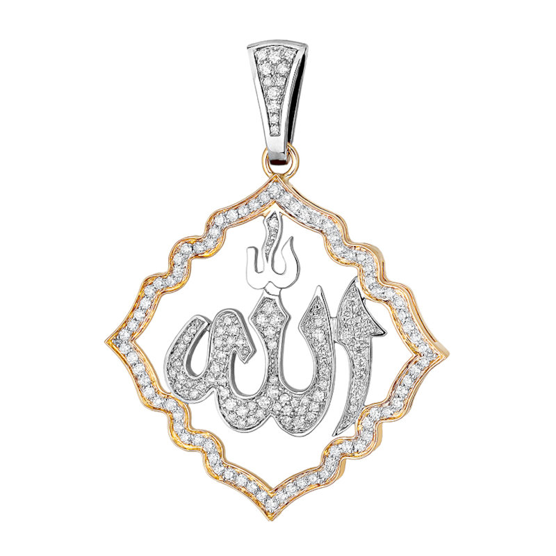 Мусульманская подвеска из комбинированного золота 750 пробы с бриллиантами 01П682332