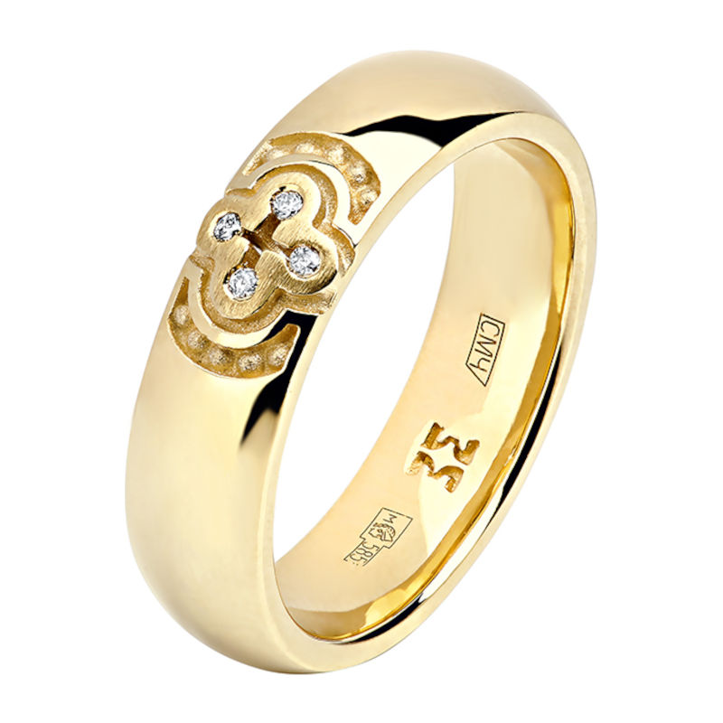 Кольцо из желтого золота 585 пробы с бриллиантами 01О630332