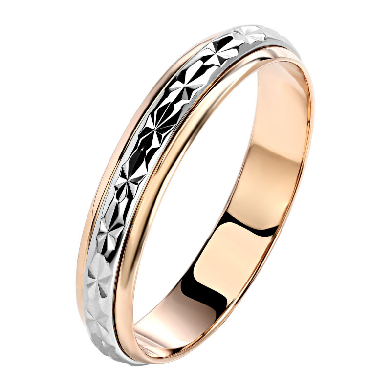 Обручальное кольцо из двух цветов золота 585 пробы 01О760021